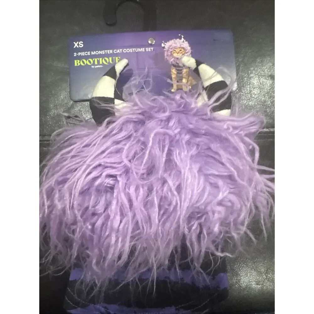 Petco Bootique Monster Cat Costume XS Purple Furry 2pc Halloween NWT